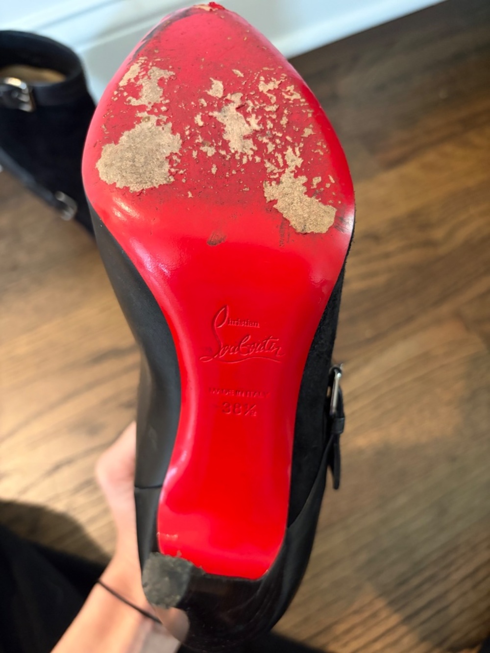 Black Christian Louboutin Booties with silver buckles - Picture 3 of 4